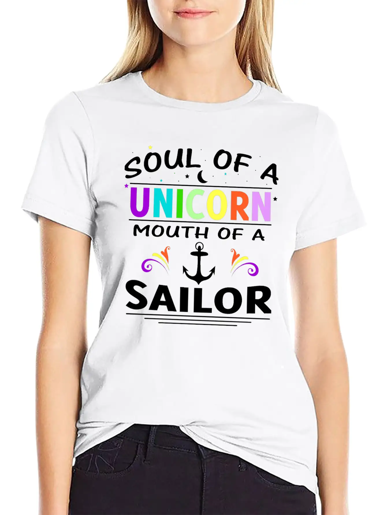 SOUL OF A UNICORN MOUTH OF A SAILOR T SHIRT Unisex Short Sleeve Soft Cotton T-Shirt – Casual Everyday Wear