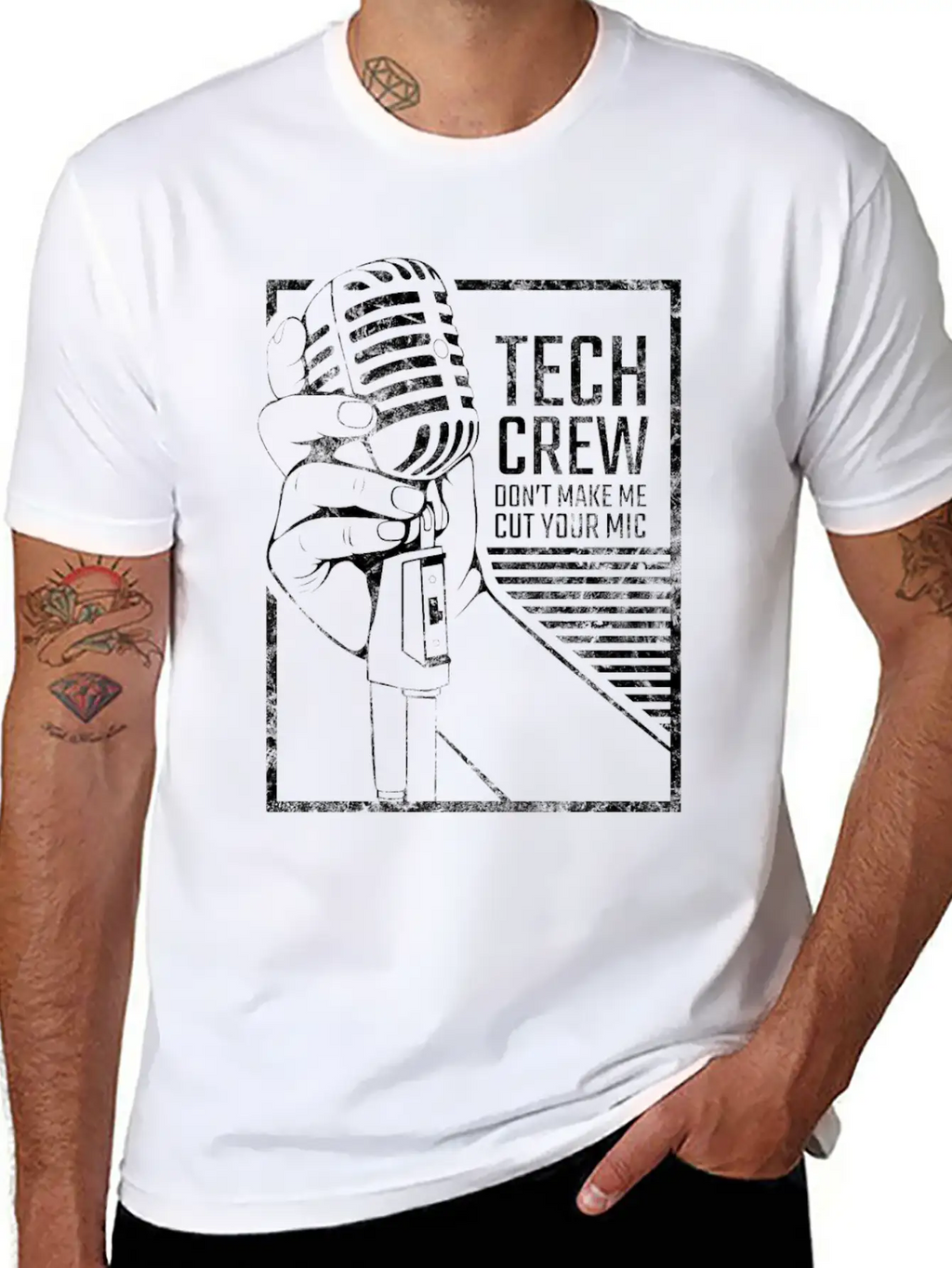 Sound Engineer With Microphone Illustration Casual Graphic T-Shirt – Simple And Comfortable Daily Wear
