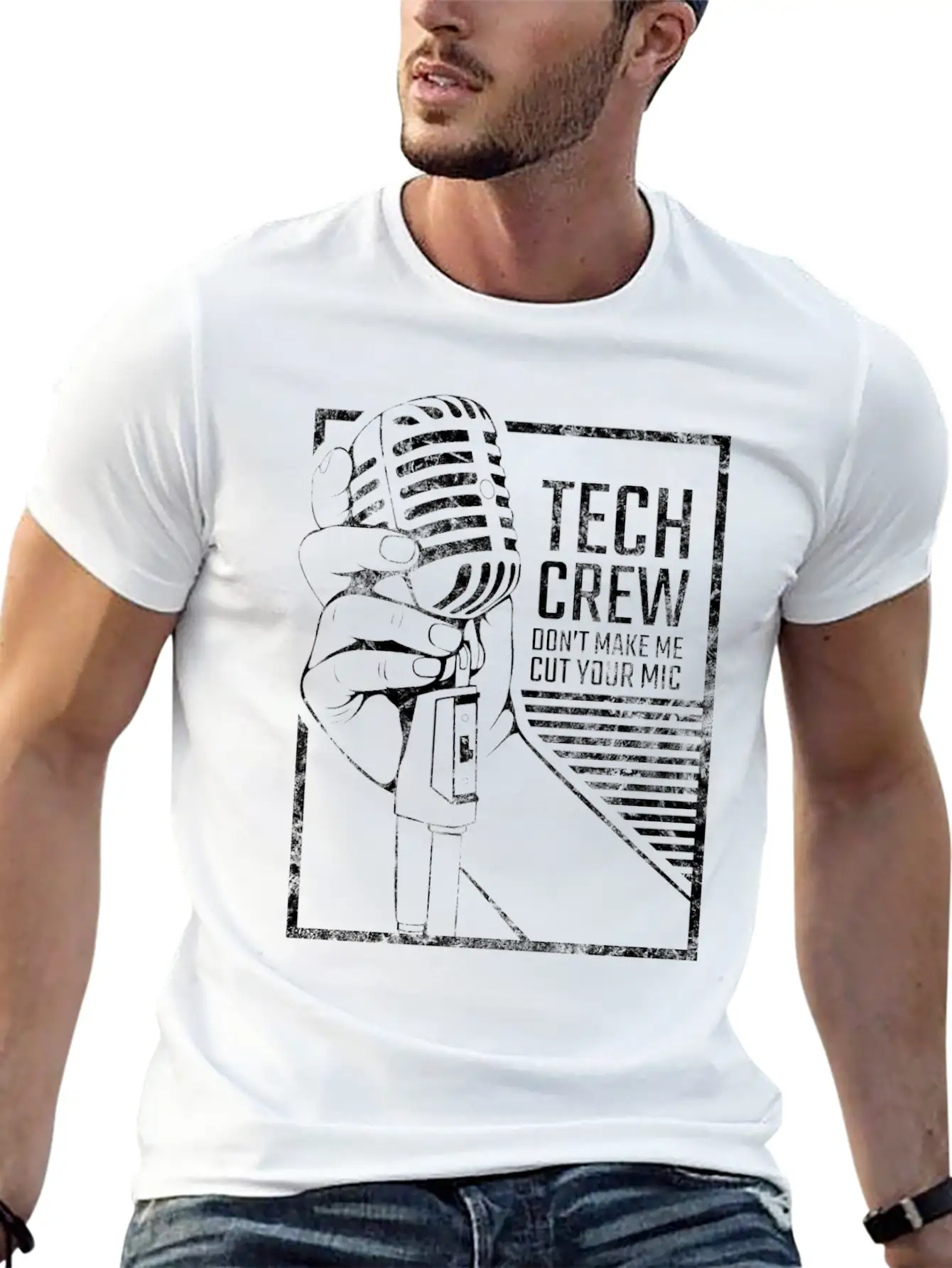 Sound Engineer With Microphone Illustration Casual Graphic T-Shirt – Simple And Comfortable Daily Wear