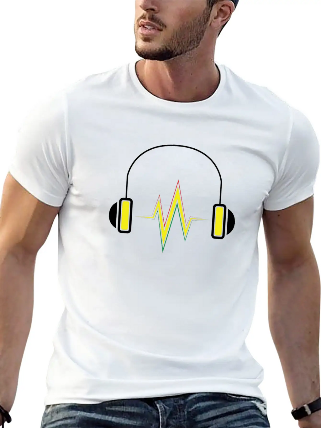 Sound Wave Headphones Stylish Everyday T-Shirt – Unisex Basic Cotton Tee