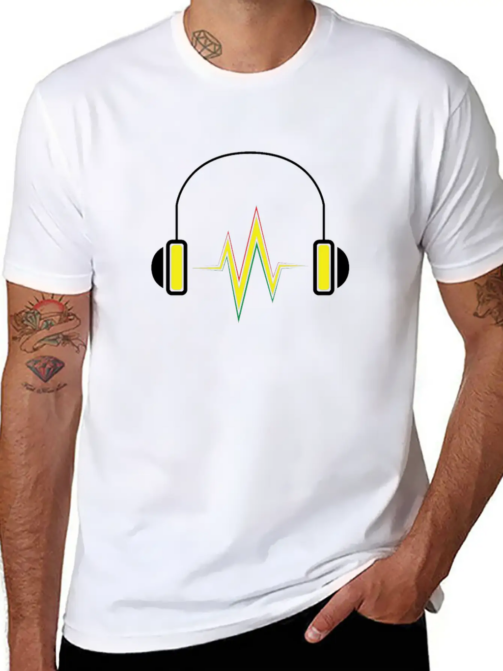 Sound Wave Headphones Stylish Everyday T-Shirt – Unisex Basic Cotton Tee