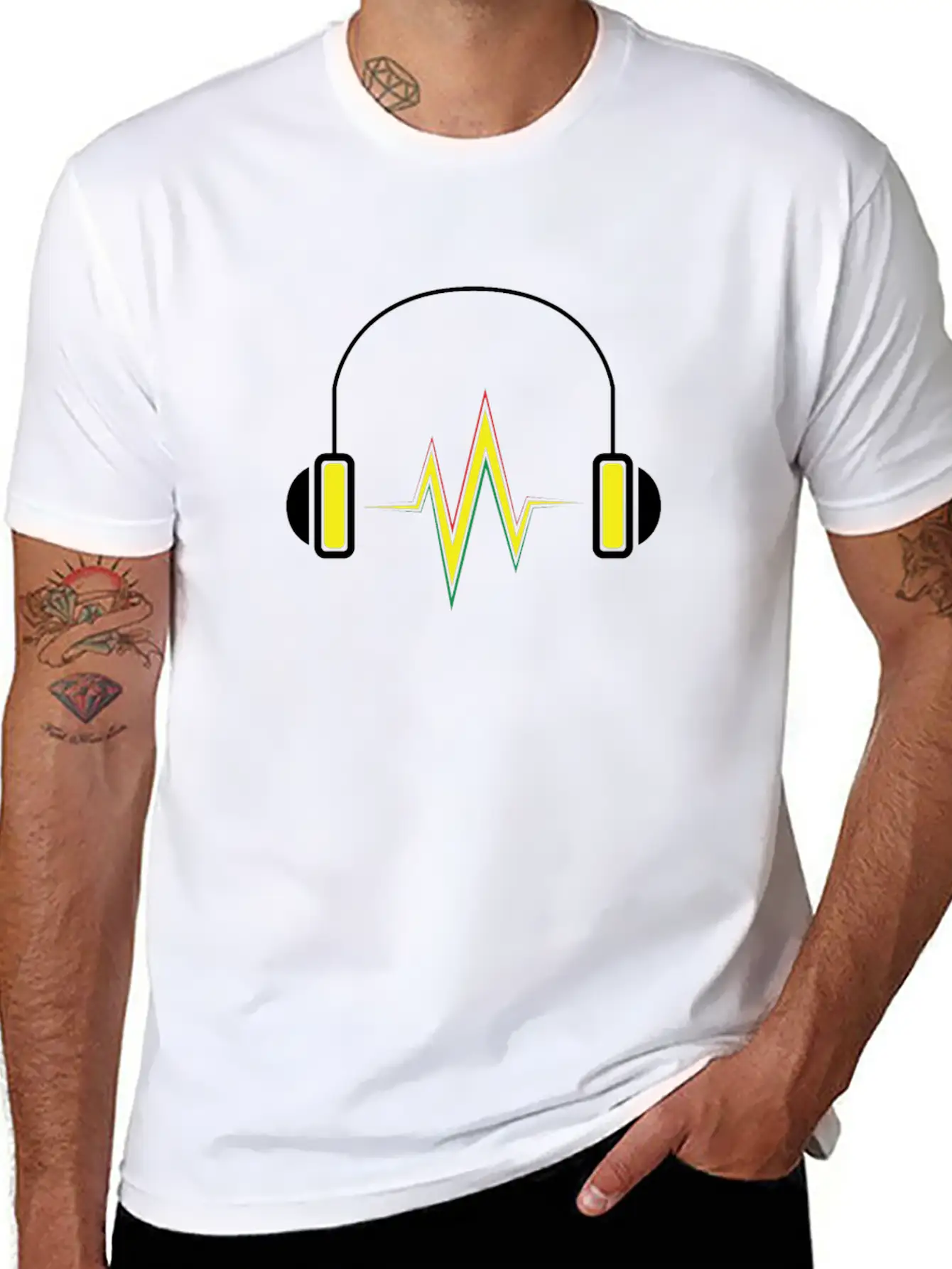 Sound Wave Headphones Stylish Everyday T-Shirt – Unisex Basic Cotton Tee