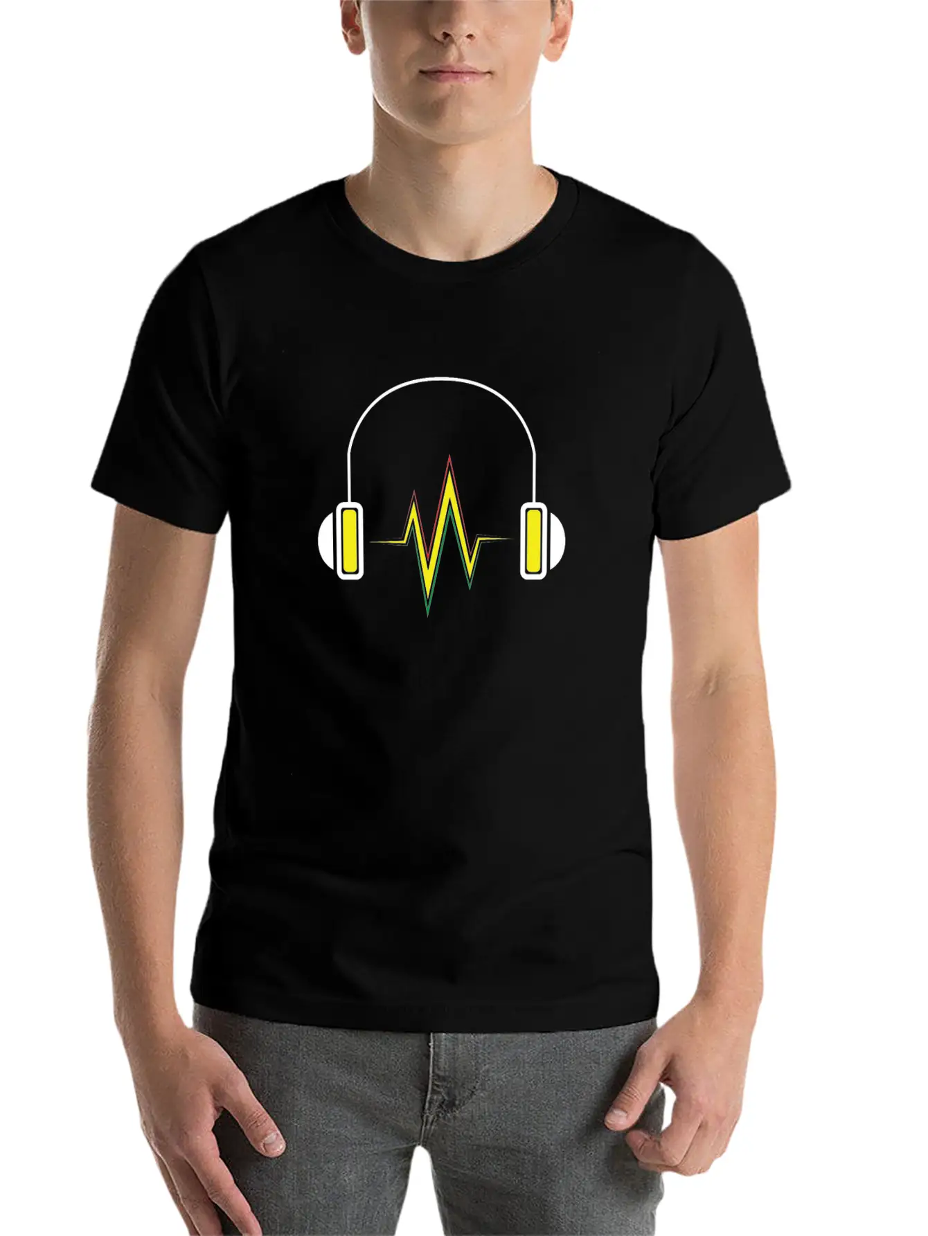 Sound Wave Headphones Stylish Everyday T-Shirt – Unisex Basic Cotton Tee