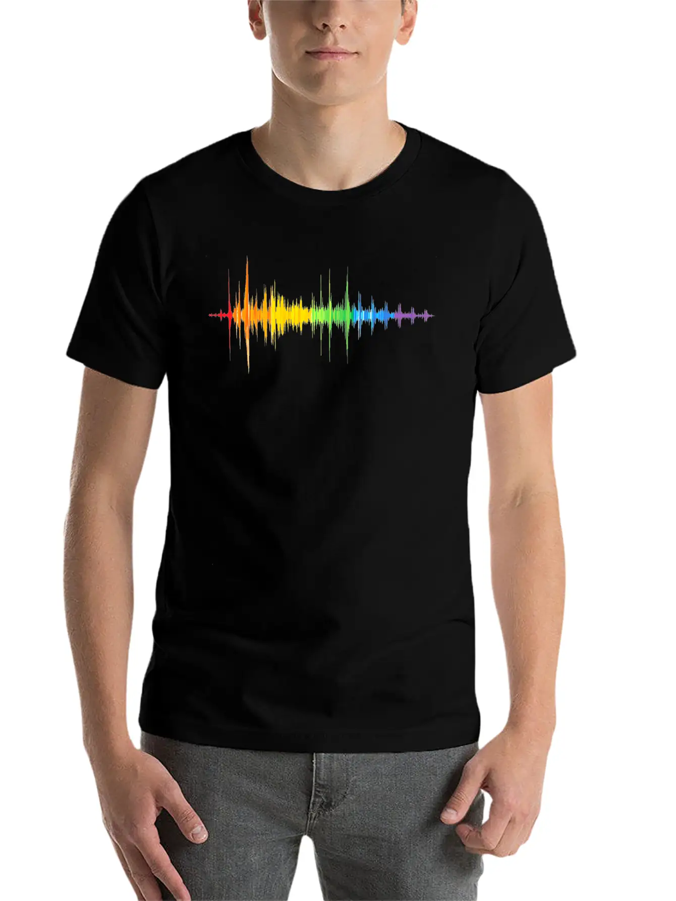 Soundwave Rainbow Colorpectrum Music Lover Stylish Everyday T-Shirt – Unisex Basic Cotton Tee