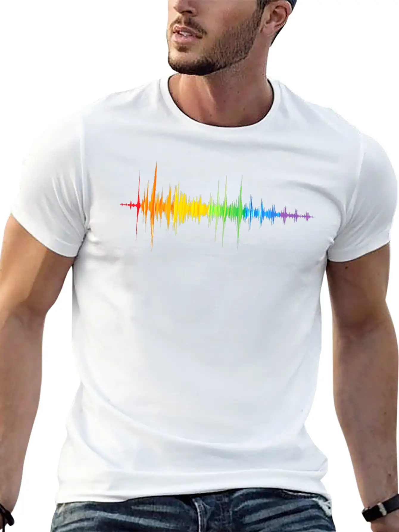 Soundwave Rainbow Colorpectrum Music Lover Stylish Everyday T-Shirt – Unisex Basic Cotton Tee