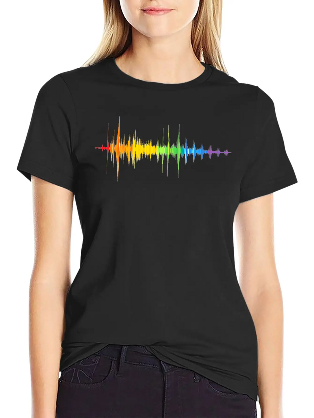 Soundwave Rainbow Colorpectrum Music Lover Stylish Everyday T-Shirt – Unisex Basic Cotton Tee