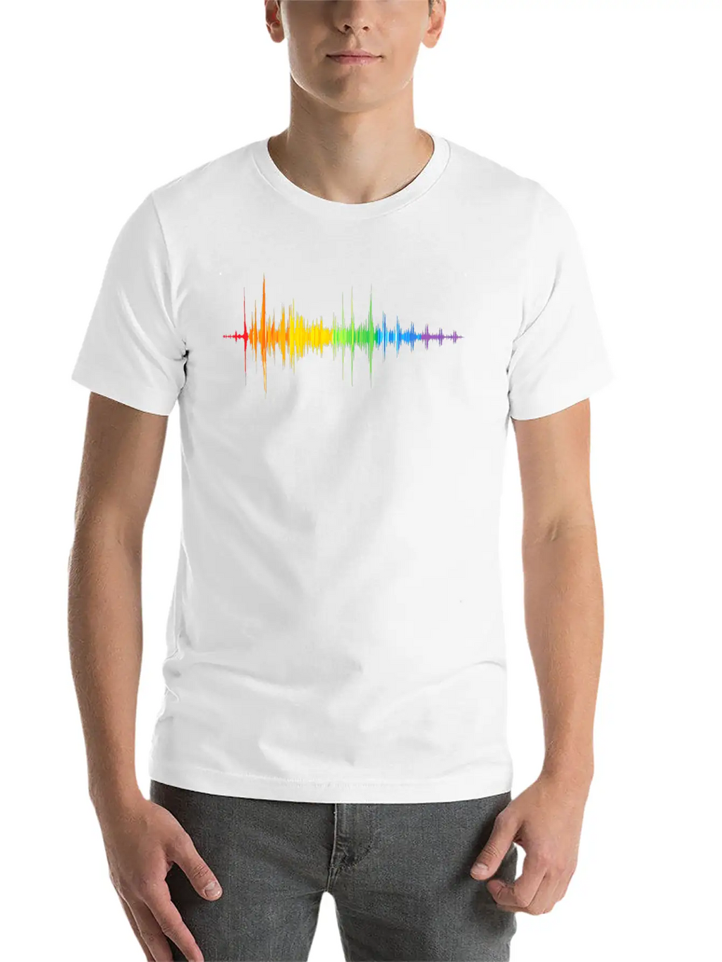Soundwave Rainbow Colorpectrum Music Lover Stylish Everyday T-Shirt – Unisex Basic Cotton Tee