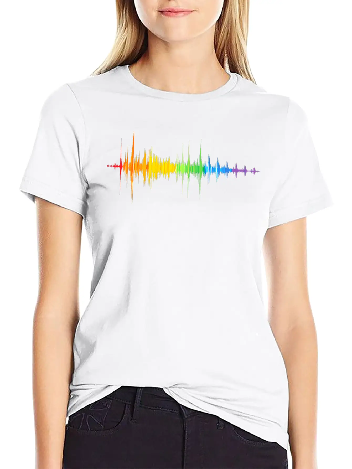 Soundwave Rainbow Colorpectrum Music Lover Stylish Everyday T-Shirt – Unisex Basic Cotton Tee