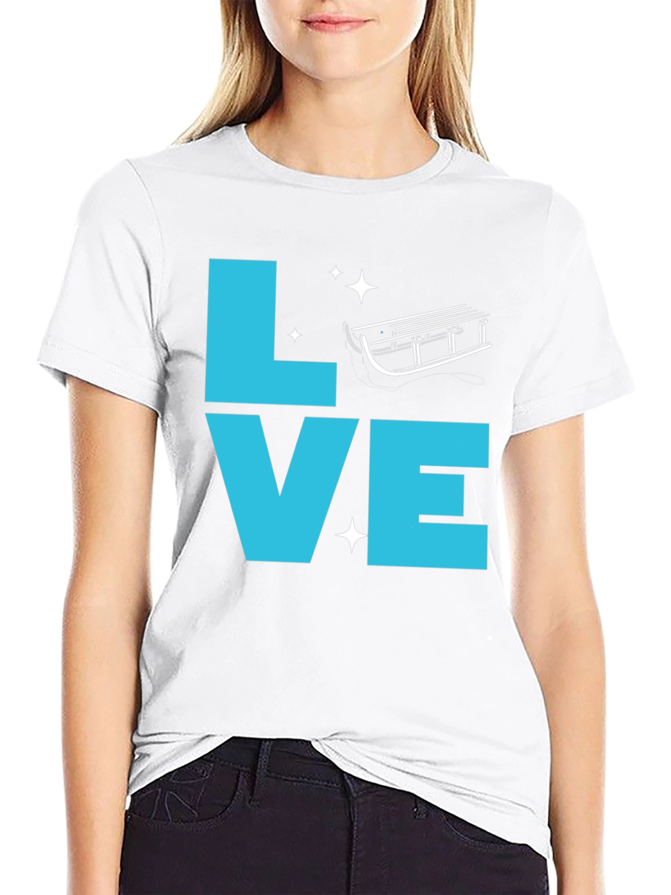 Love Sledding Graphic Tee - Black Crewneck T-Shirt