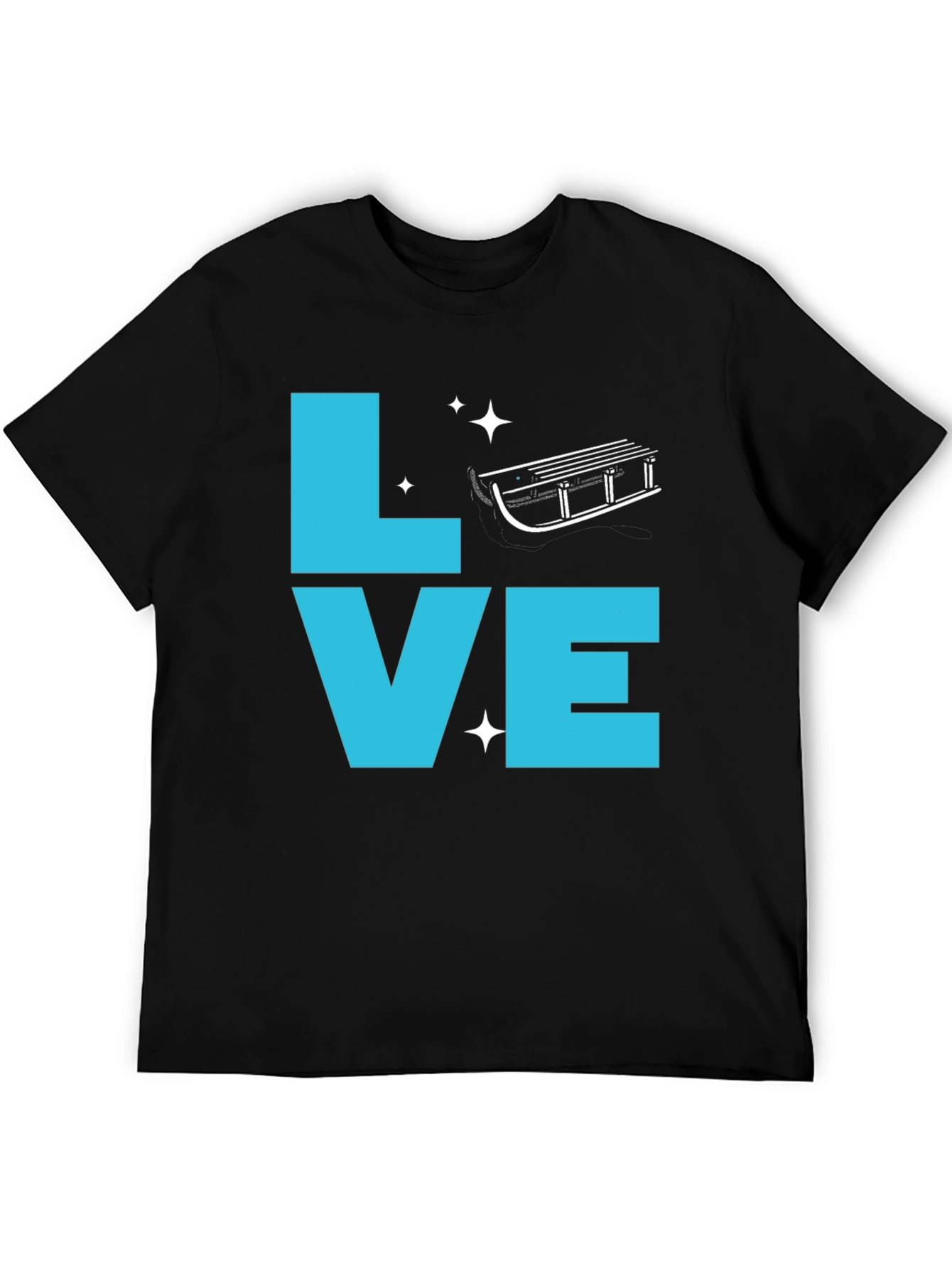 Love Sledding Graphic Tee - Black Crewneck T-Shirt