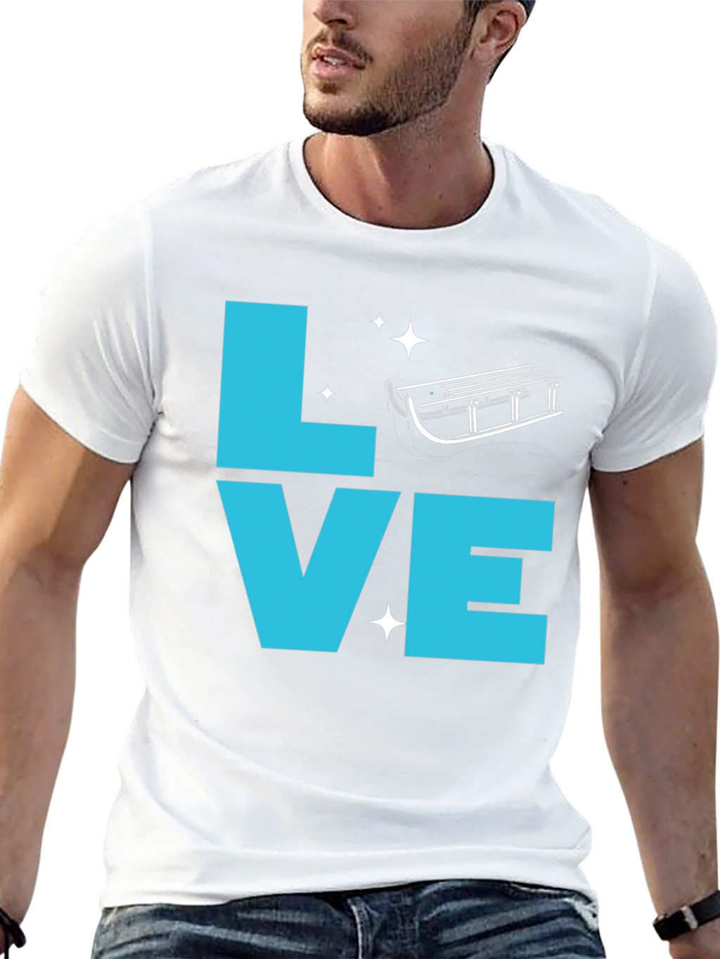 Love Sledding Graphic Tee - Black Crewneck T-Shirt