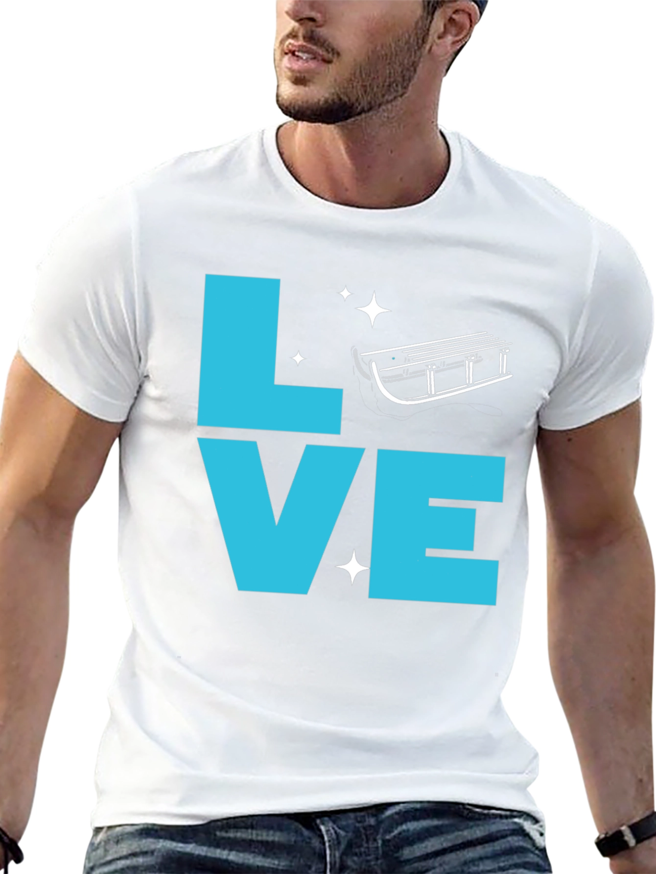 Love Sledding Graphic Tee - Black Crewneck T-Shirt