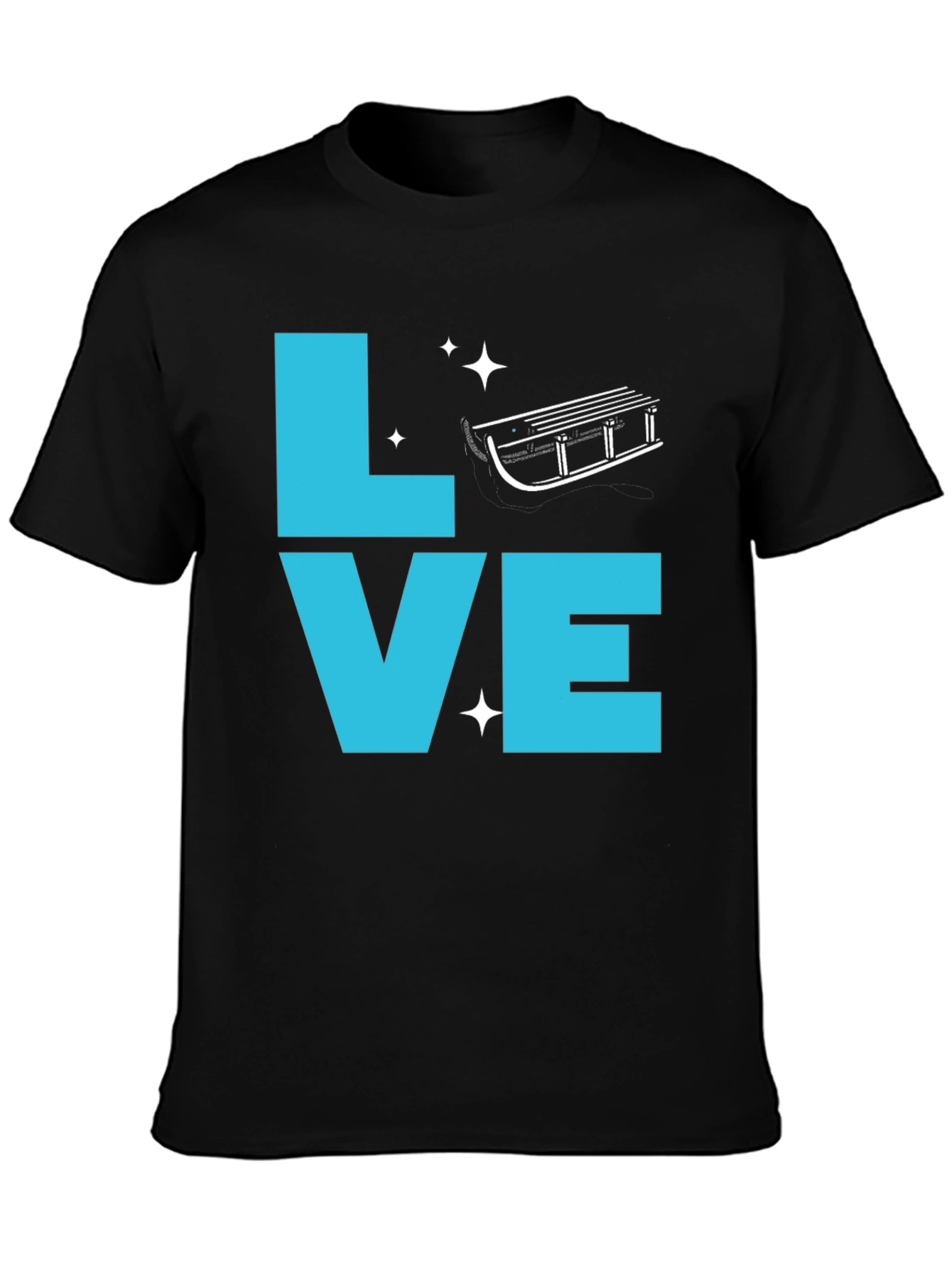 Love Sledding Graphic Tee - Black Crewneck T-Shirt