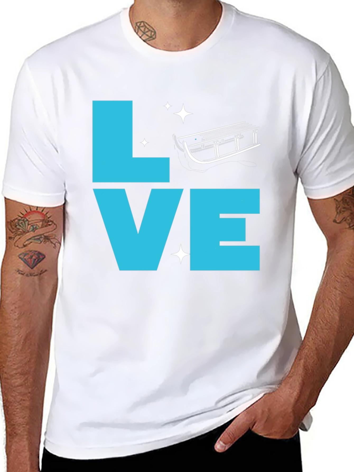 Love Sledding Graphic Tee - Black Crewneck T-Shirt