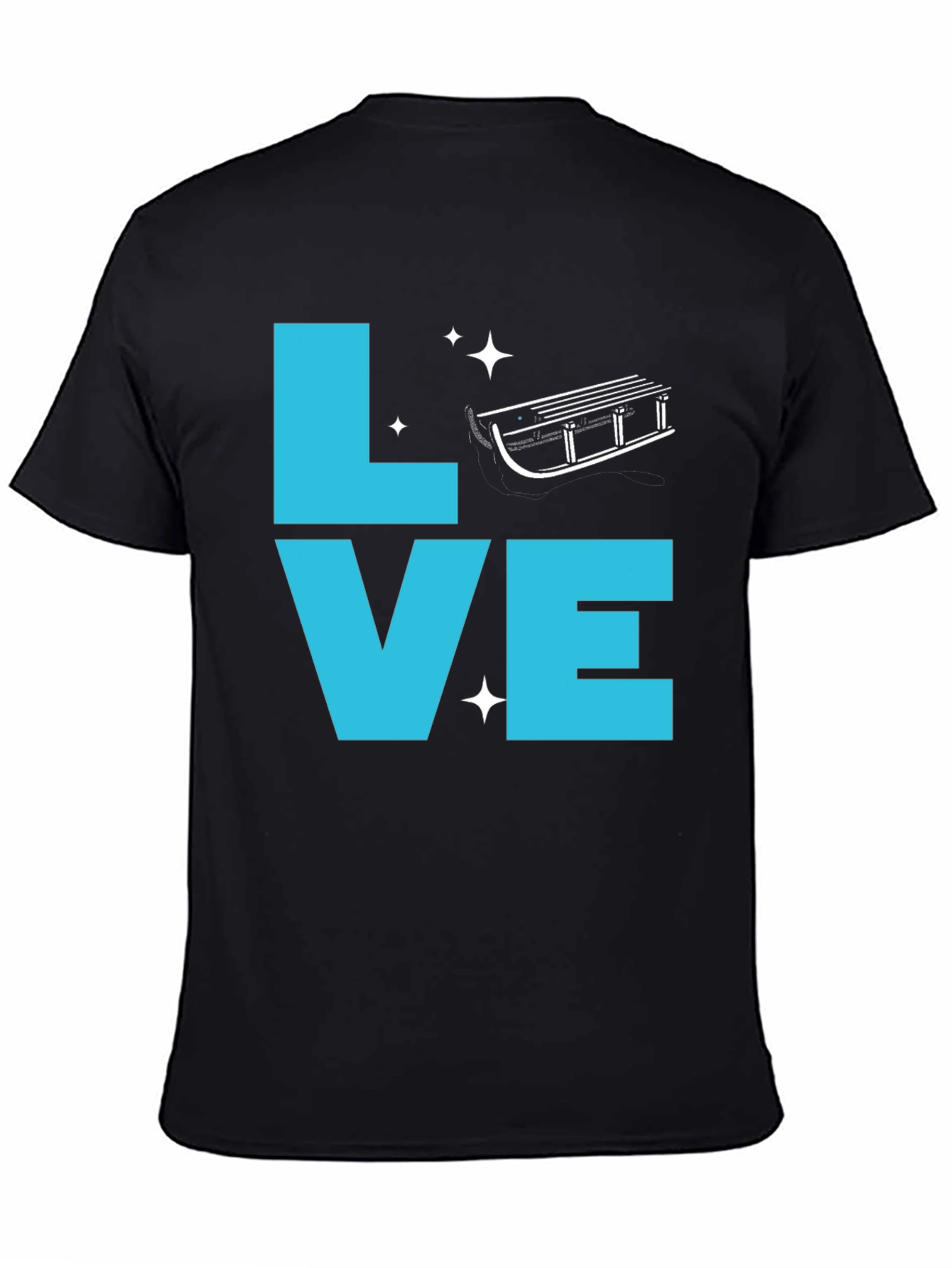 Love Sledding Graphic Tee - Black Crewneck T-Shirt
