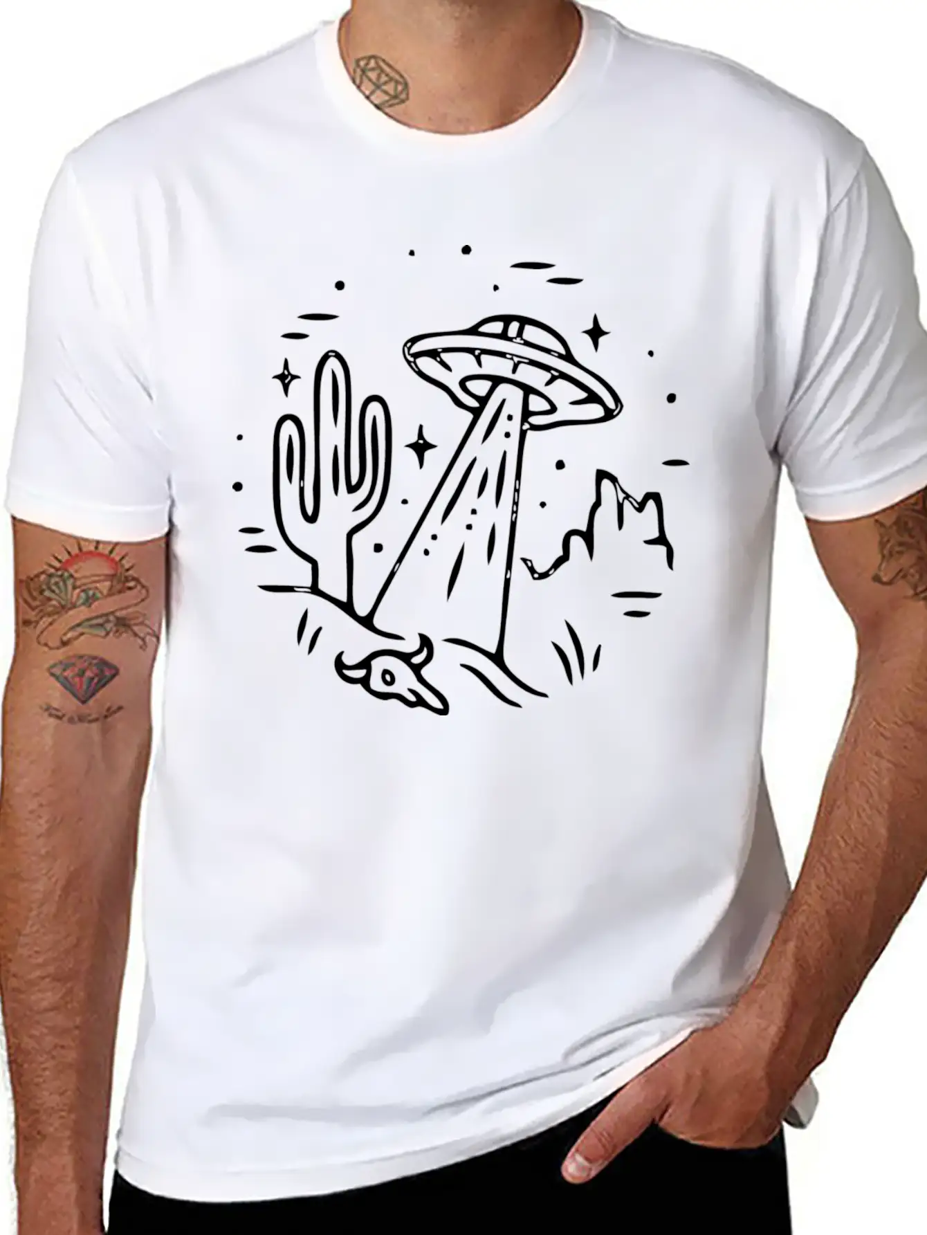 Space Alien Astronaut Ufo Galaxy Stylish Everyday T-Shirt – Unisex Basic Cotton Tee