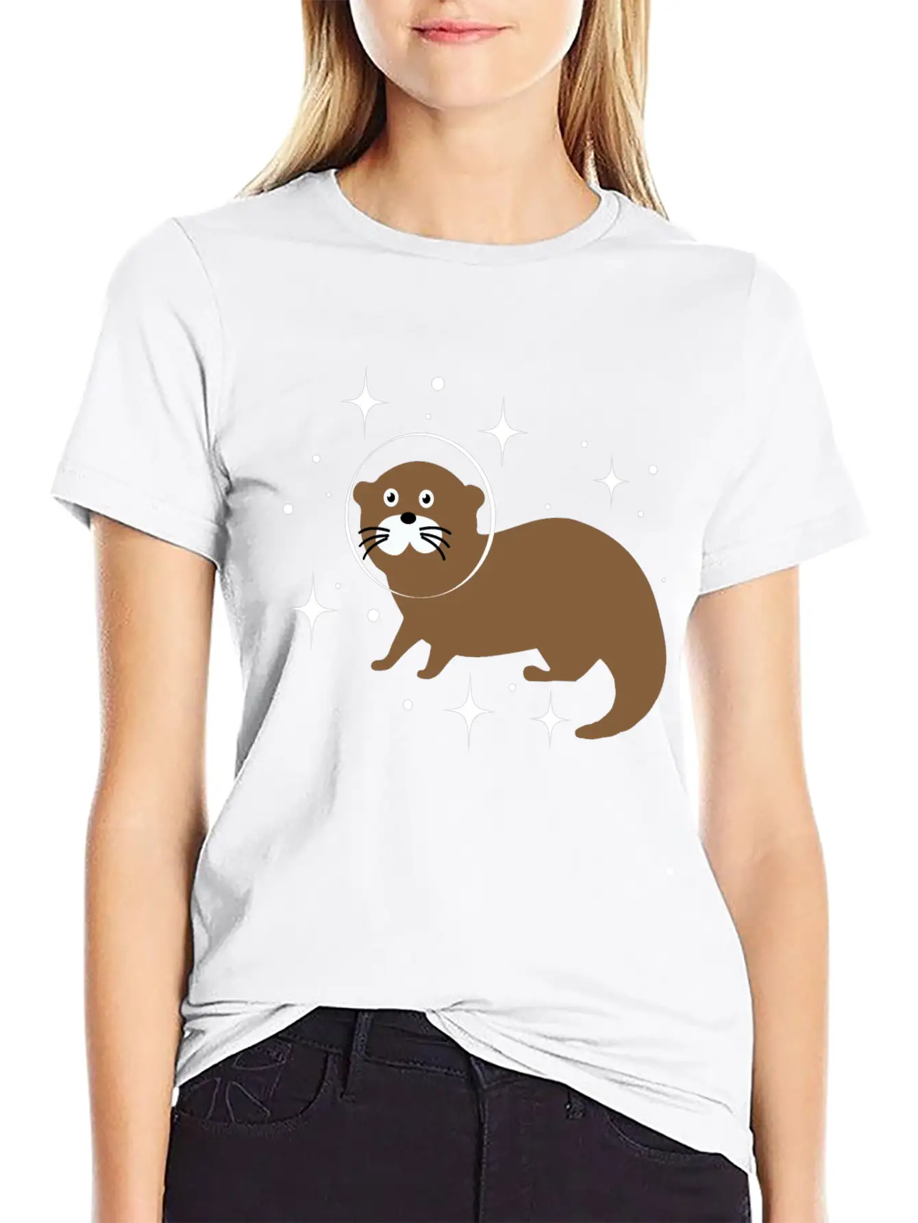 Space Animals Space Otter Kids Gift Idea Unisex Short Sleeve Soft Cotton T-Shirt – Casual Everyday Wear