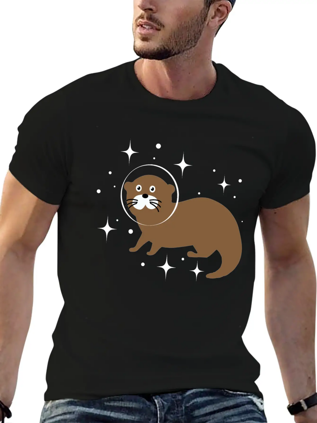 Space Animals Space Otter Kids Gift Idea Unisex Short Sleeve Soft Cotton T-Shirt – Casual Everyday Wear