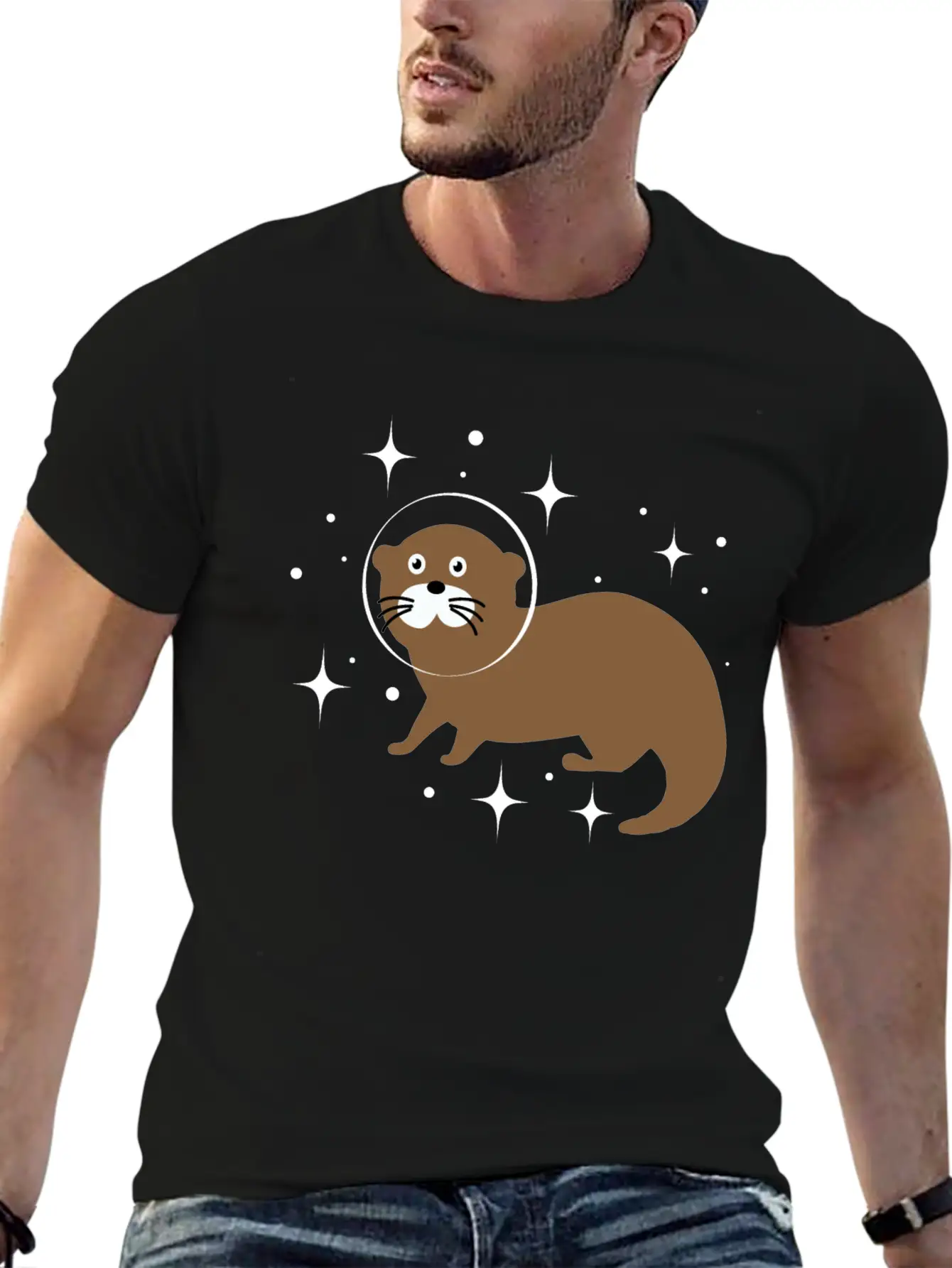 Space Animals Space Otter Kids Gift Idea Unisex Short Sleeve Soft Cotton T-Shirt – Casual Everyday Wear