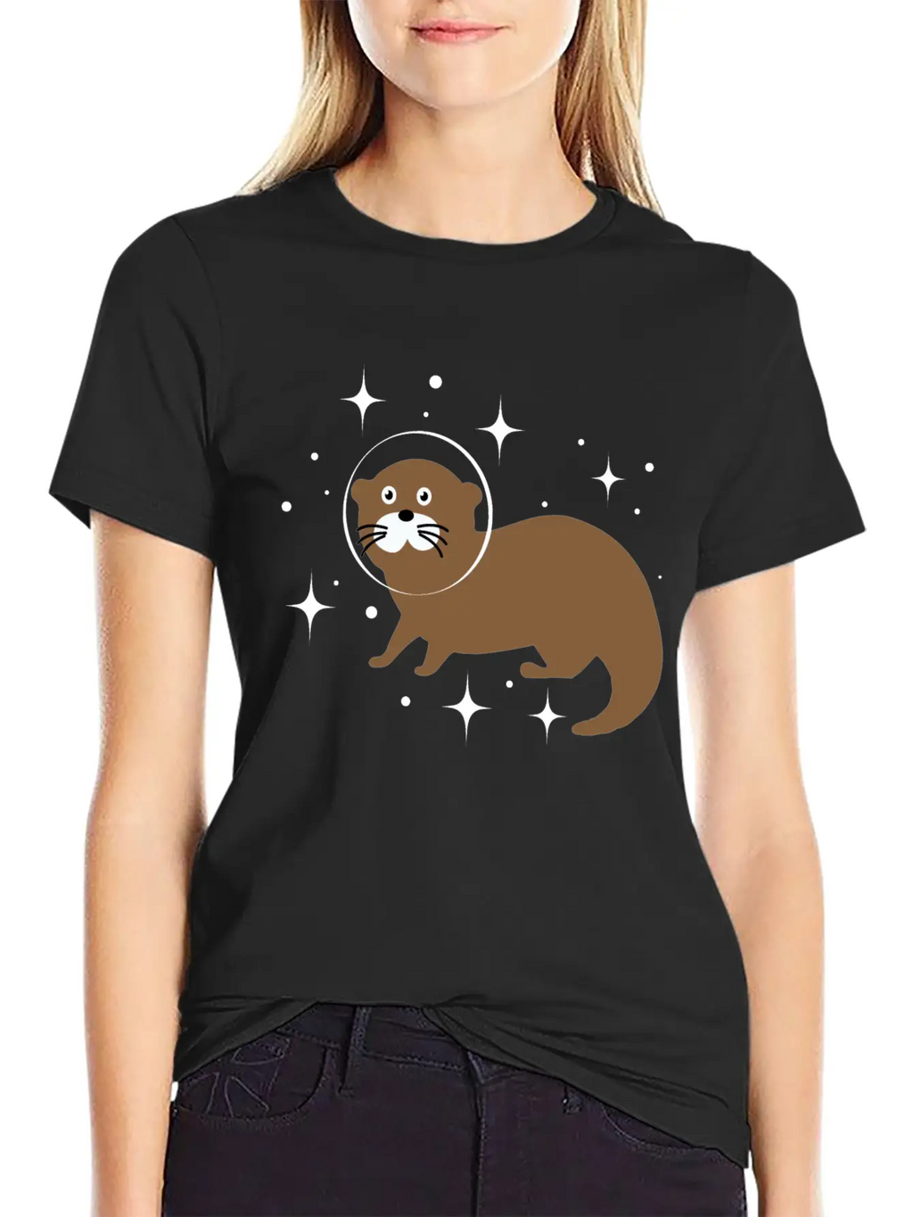 Space Animals Space Otter Kids Gift Idea Unisex Short Sleeve Soft Cotton T-Shirt – Casual Everyday Wear