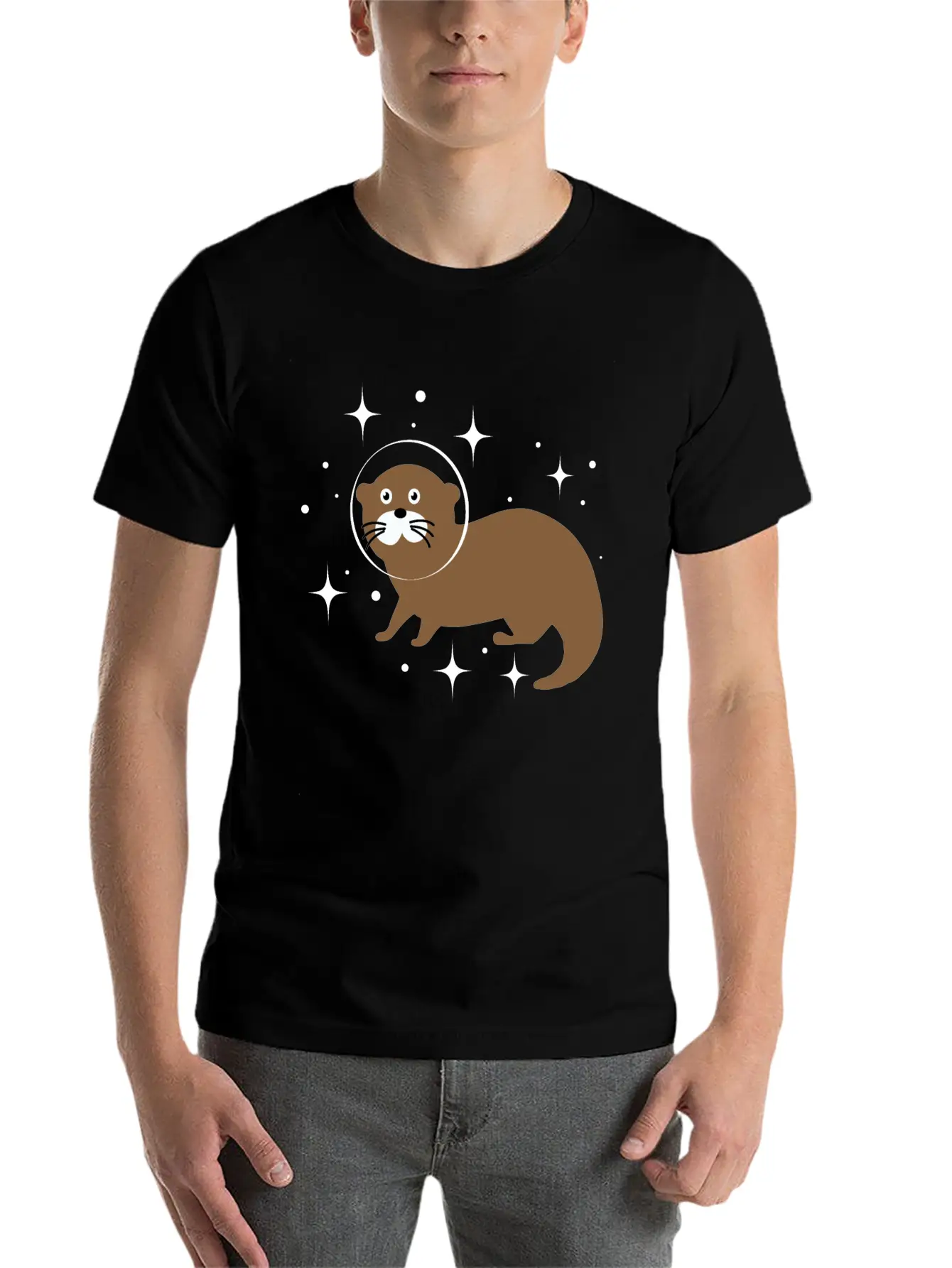 Space Animals Space Otter Kids Gift Idea Unisex Short Sleeve Soft Cotton T-Shirt – Casual Everyday Wear