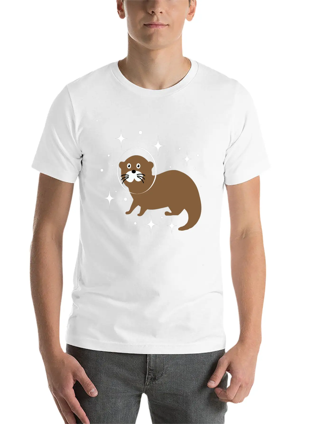 Space Animals Space Otter Kids Gift Idea Unisex Short Sleeve Soft Cotton T-Shirt – Casual Everyday Wear