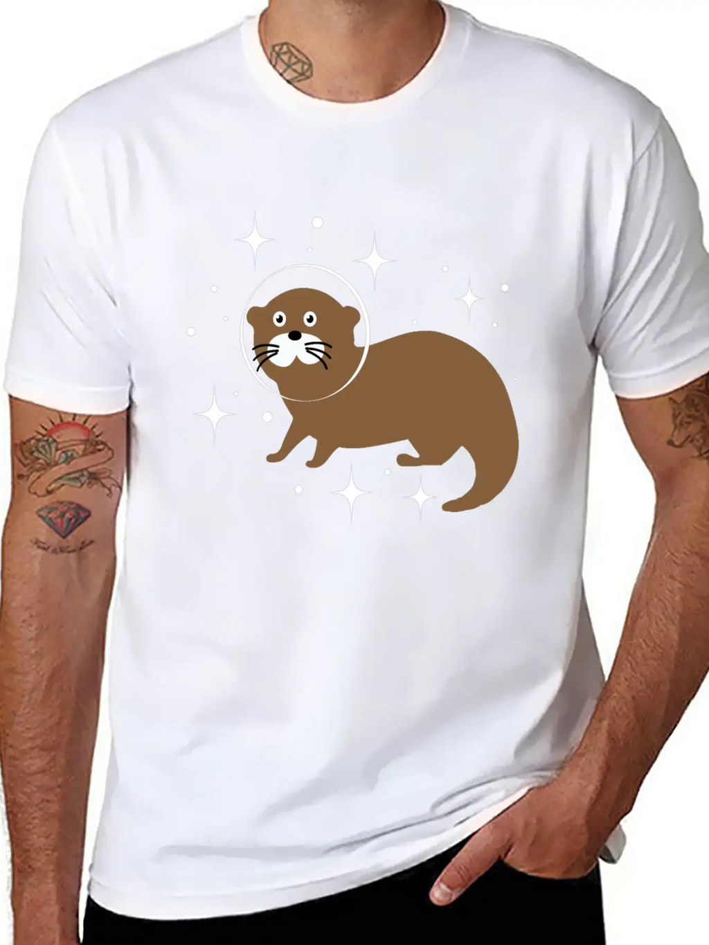 Space Animals Space Otter Kids Gift Idea Unisex Short Sleeve Soft Cotton T-Shirt – Casual Everyday Wear