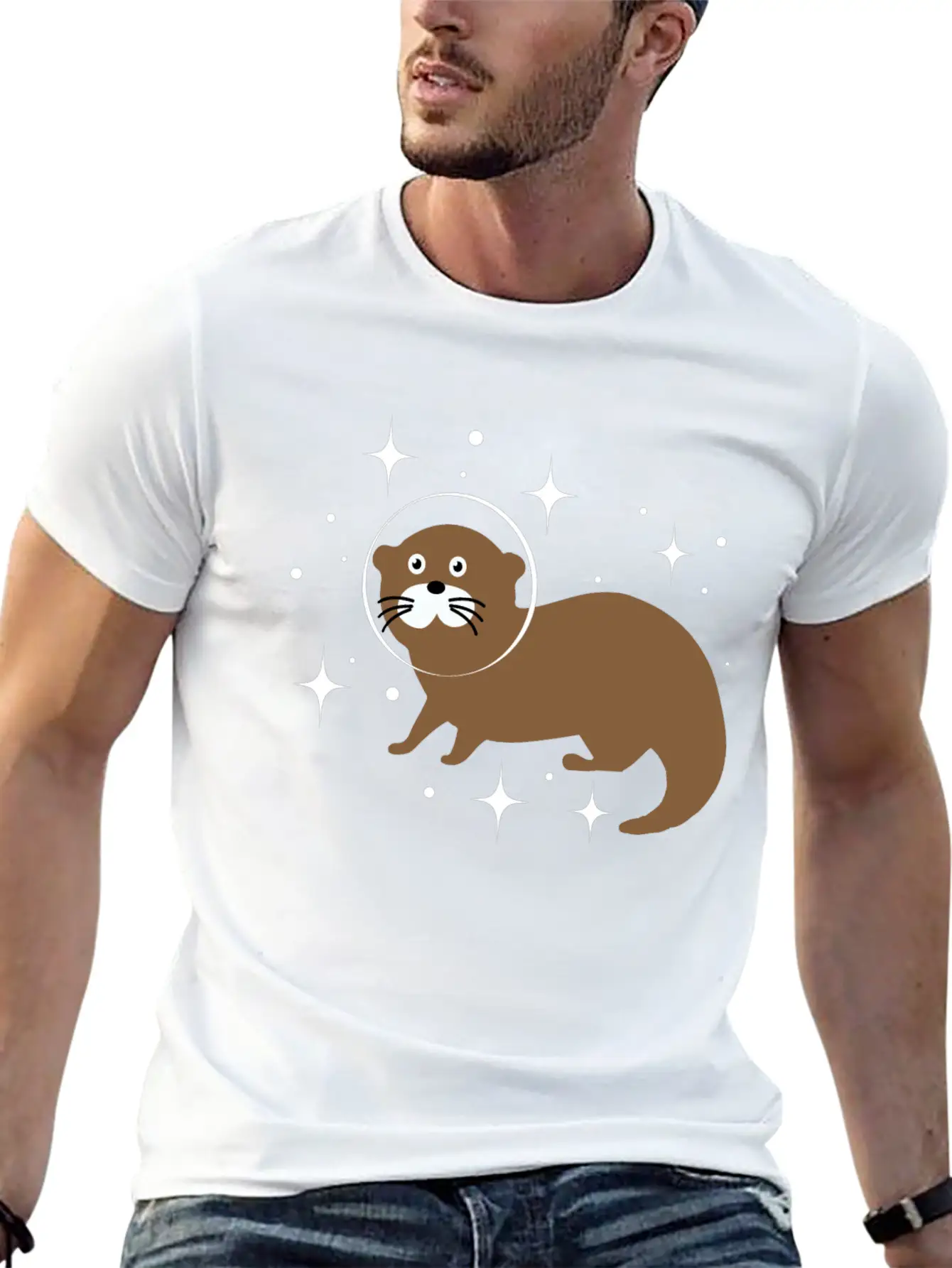 Space Animals Space Otter Kids Gift Idea Unisex Short Sleeve Soft Cotton T-Shirt – Casual Everyday Wear