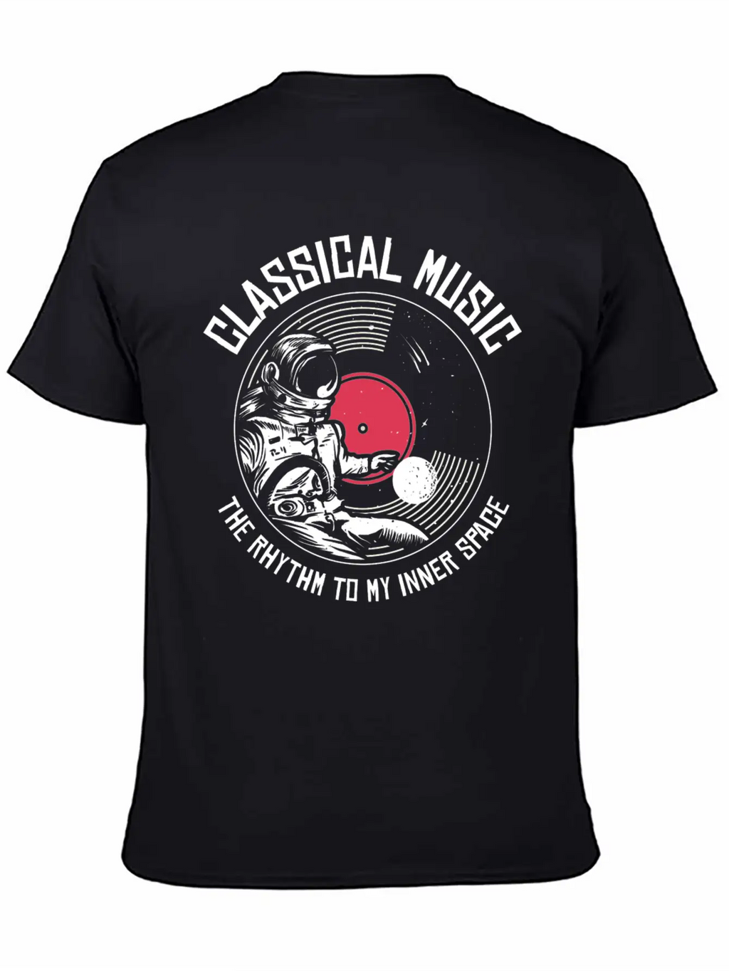 Space Astronaut Classical Music Astronomy Vinyl Breathable Soft Cotton T-Shirt – Timeless Casual Look