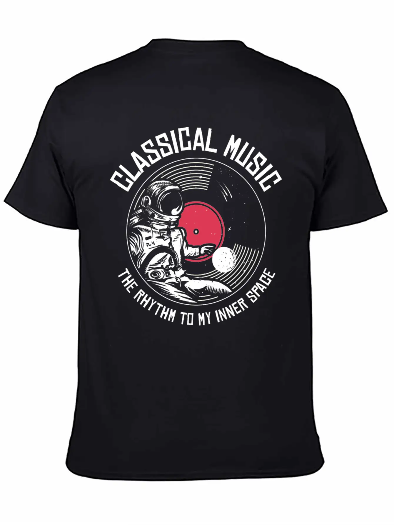Space Astronaut Classical Music Astronomy Vinyl Breathable Soft Cotton T-Shirt – Timeless Casual Look