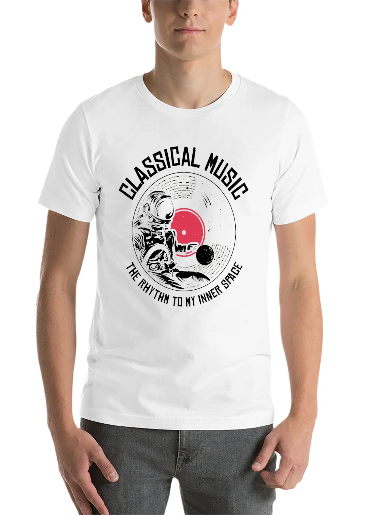 Space Astronaut Classical Music Astronomy Vinyl Breathable Soft Cotton T-Shirt – Timeless Casual Look