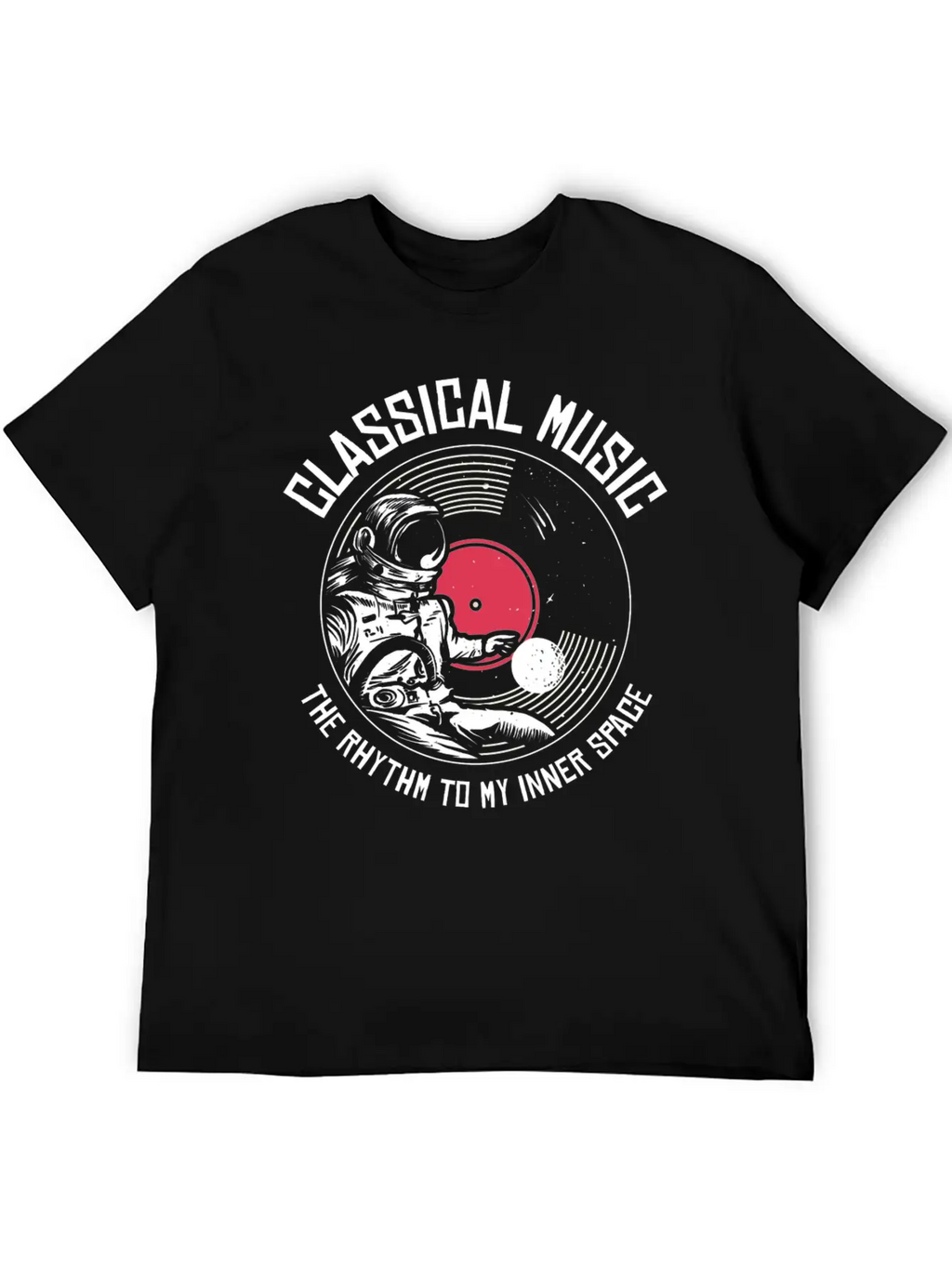 Space Astronaut Classical Music Astronomy Vinyl Breathable Soft Cotton T-Shirt – Timeless Casual Look