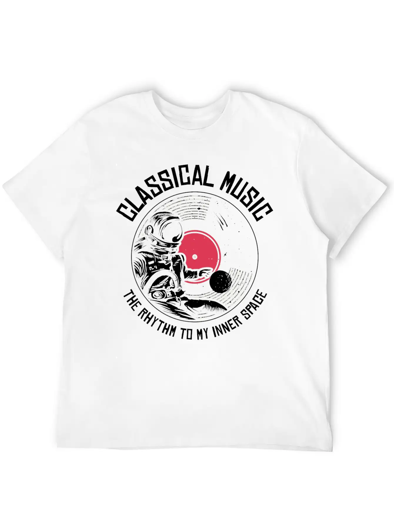 Space Astronaut Classical Music Astronomy Vinyl Breathable Soft Cotton T-Shirt – Timeless Casual Look
