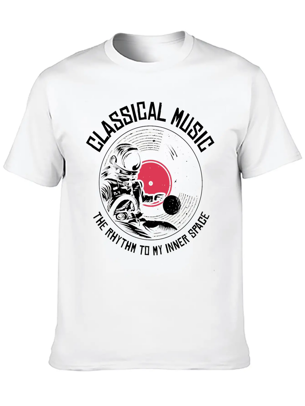 Space Astronaut Classical Music Astronomy Vinyl Breathable Soft Cotton T-Shirt – Timeless Casual Look