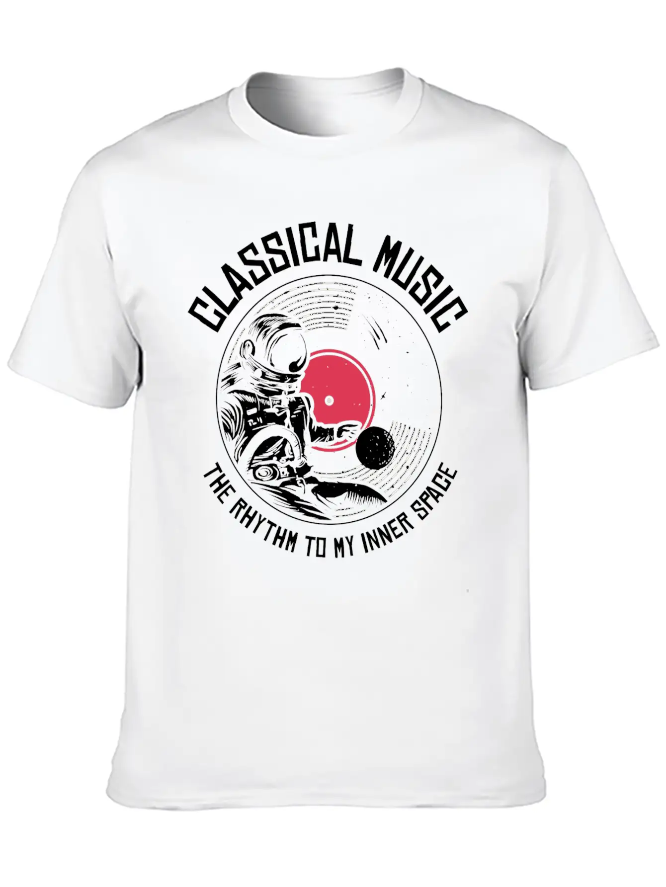 Space Astronaut Classical Music Astronomy Vinyl Breathable Soft Cotton T-Shirt – Timeless Casual Look