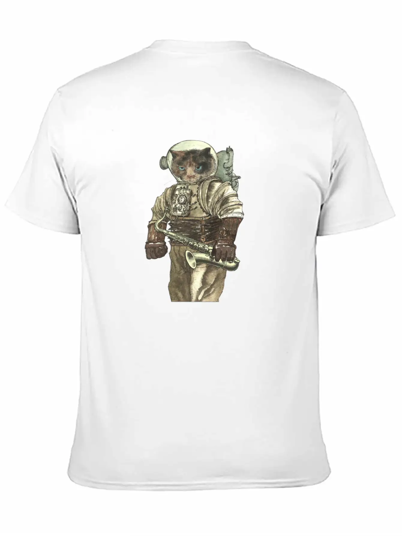 Space Cat With Saxophone Stylish Everyday T-Shirt – Unisex Basic Cotton Tee