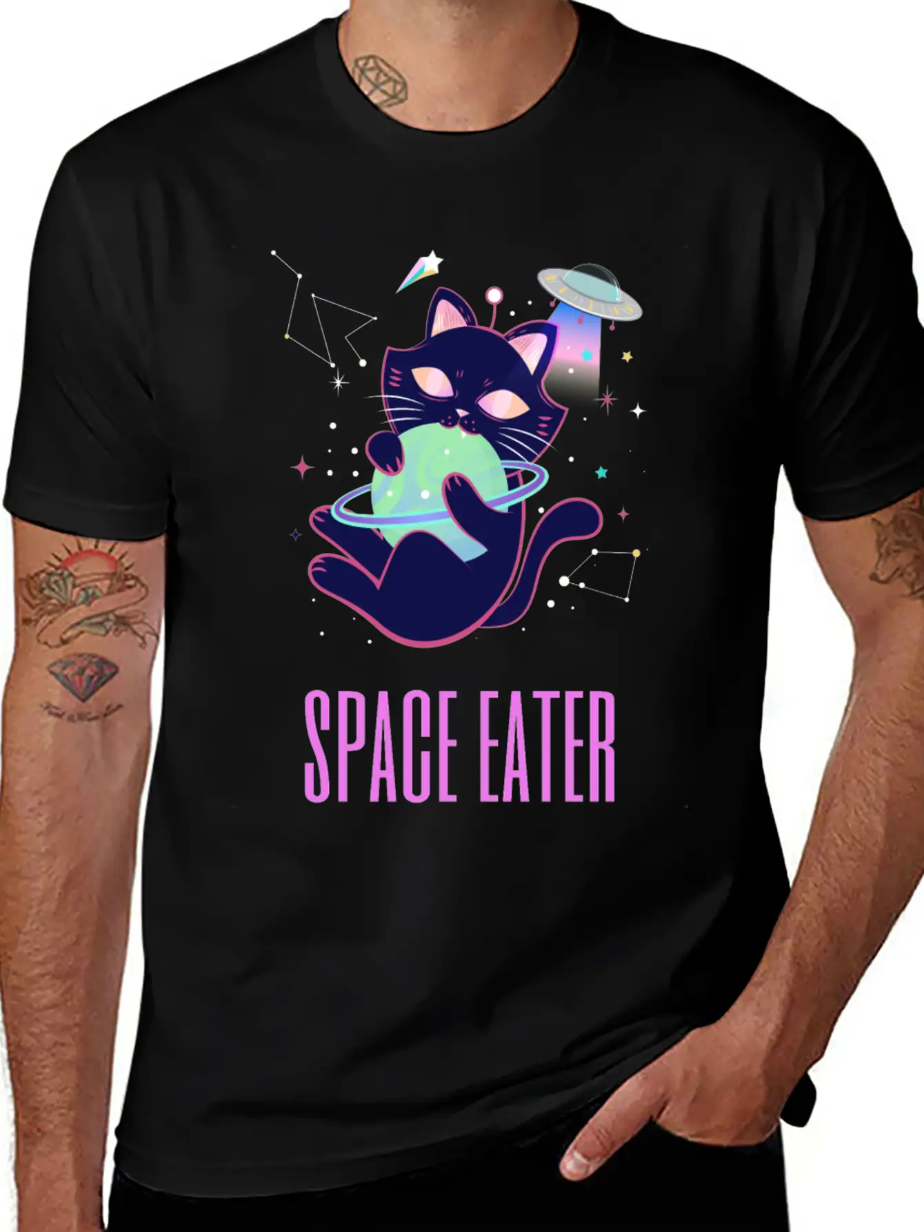 Space Eater Classic Fit Graphic Tee For Daily Comfort – Unisex Cotton Shirt