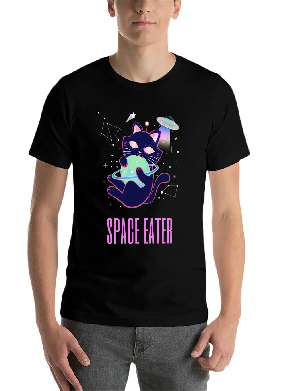 Space Eater Classic Fit Graphic Tee For Daily Comfort – Unisex Cotton Shirt