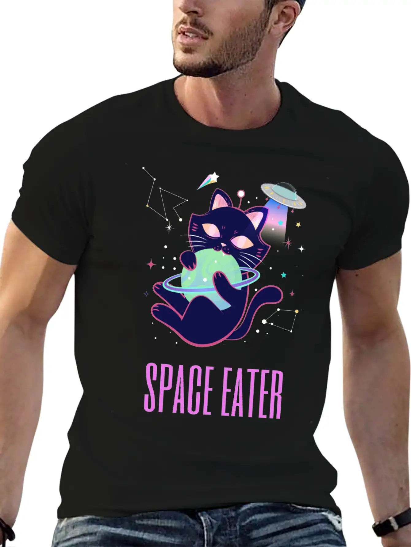 Space Eater Classic Fit Graphic Tee For Daily Comfort – Unisex Cotton Shirt