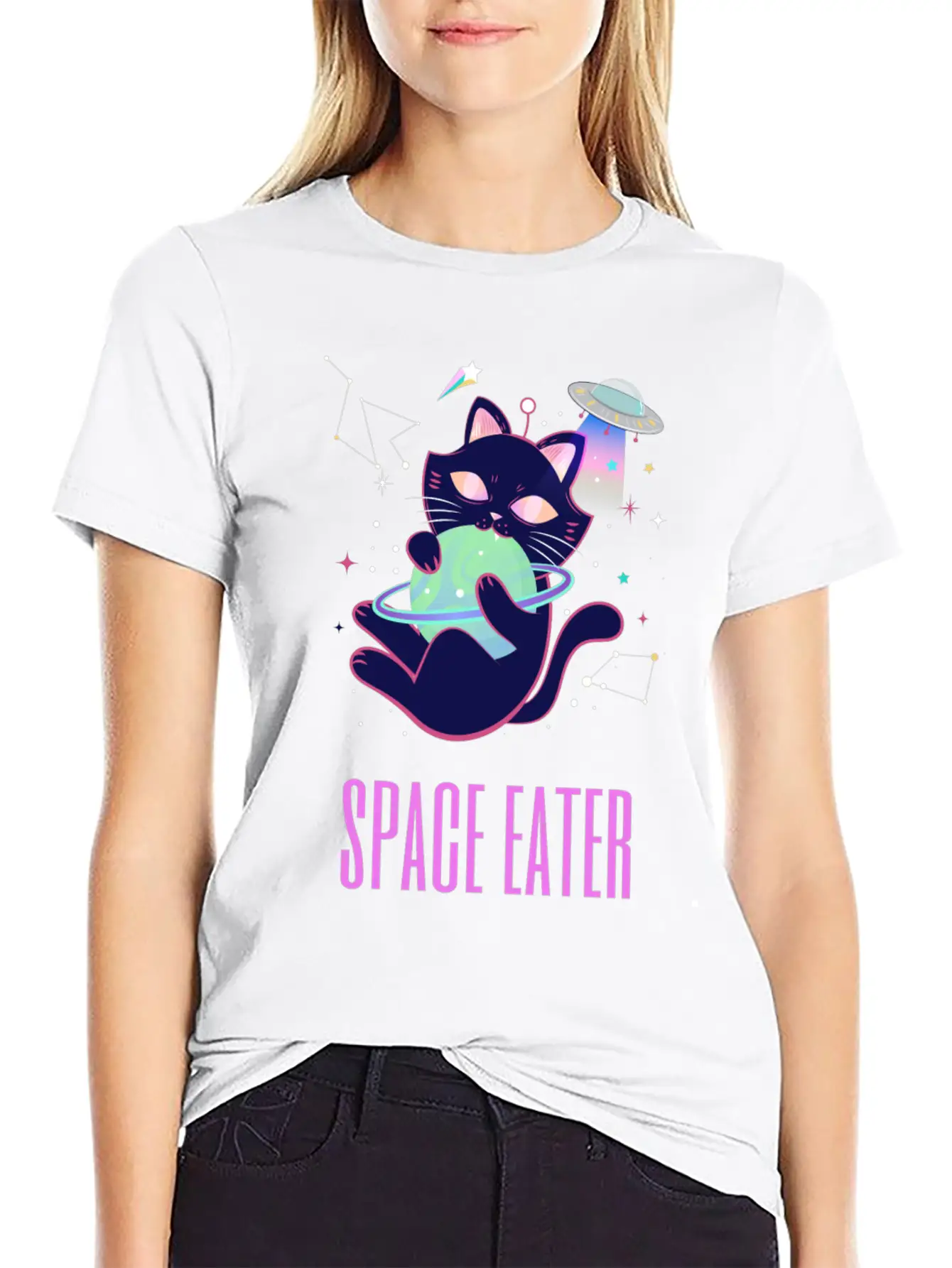 Space Eater Classic Fit Graphic Tee For Daily Comfort – Unisex Cotton Shirt