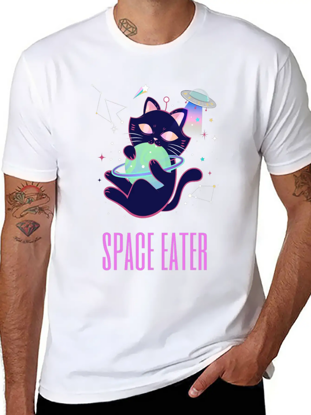 Space Eater Classic Fit Graphic Tee For Daily Comfort – Unisex Cotton Shirt