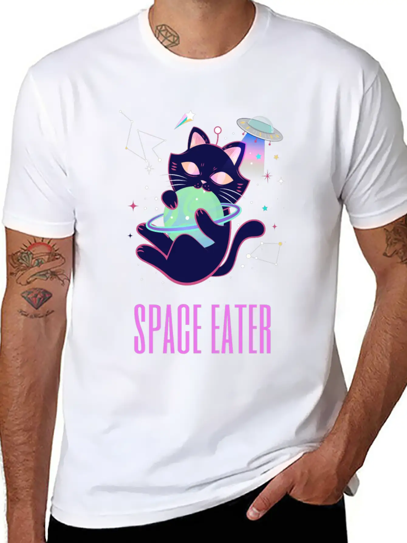 Space Eater Classic Fit Graphic Tee For Daily Comfort – Unisex Cotton Shirt