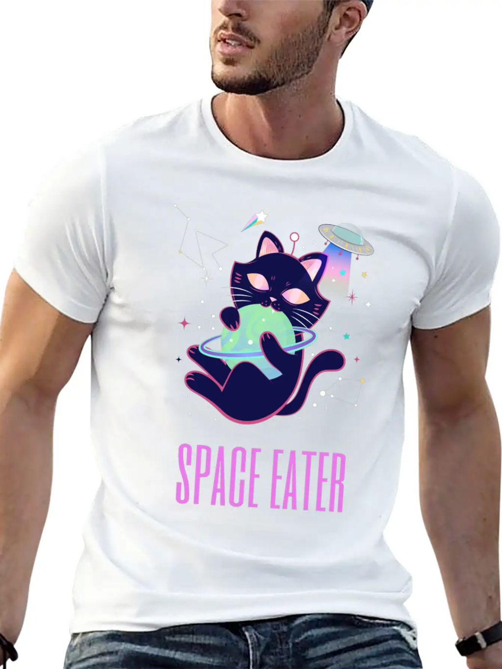 Space Eater Classic Fit Graphic Tee For Daily Comfort – Unisex Cotton Shirt