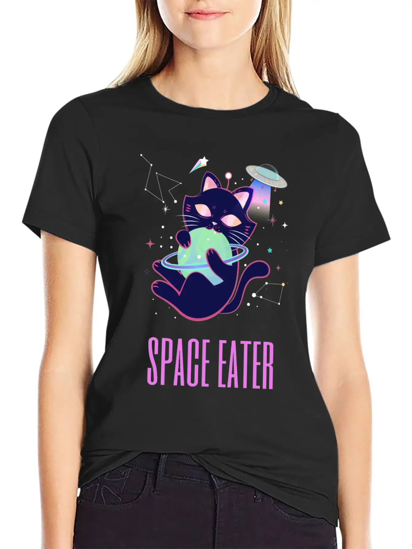 Space Eater Classic Fit Graphic Tee For Daily Comfort – Unisex Cotton Shirt