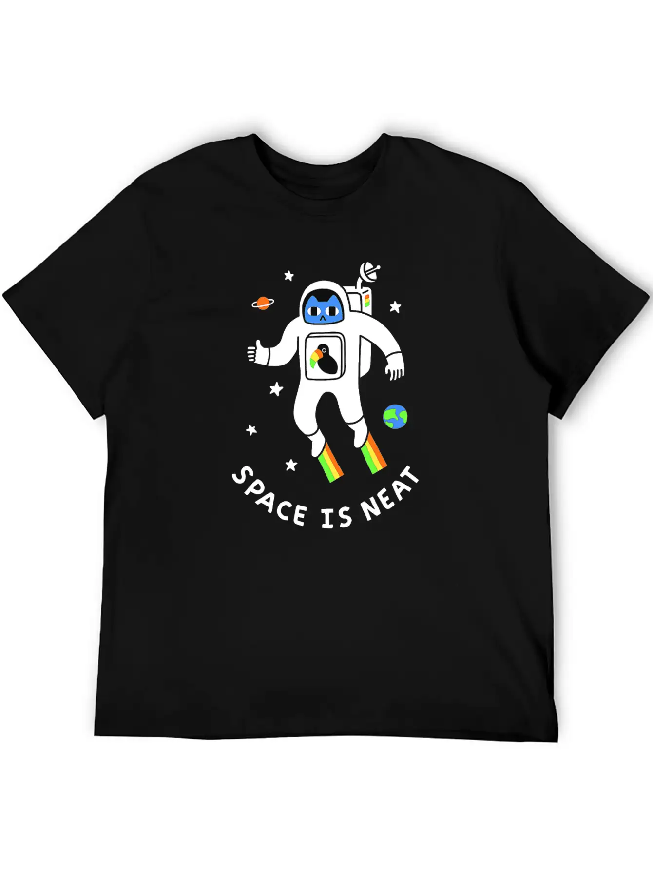 Space Is Neat Moon Space Cartoon Unisex Casual T-Shirt – Clean Design For Daily Comfort