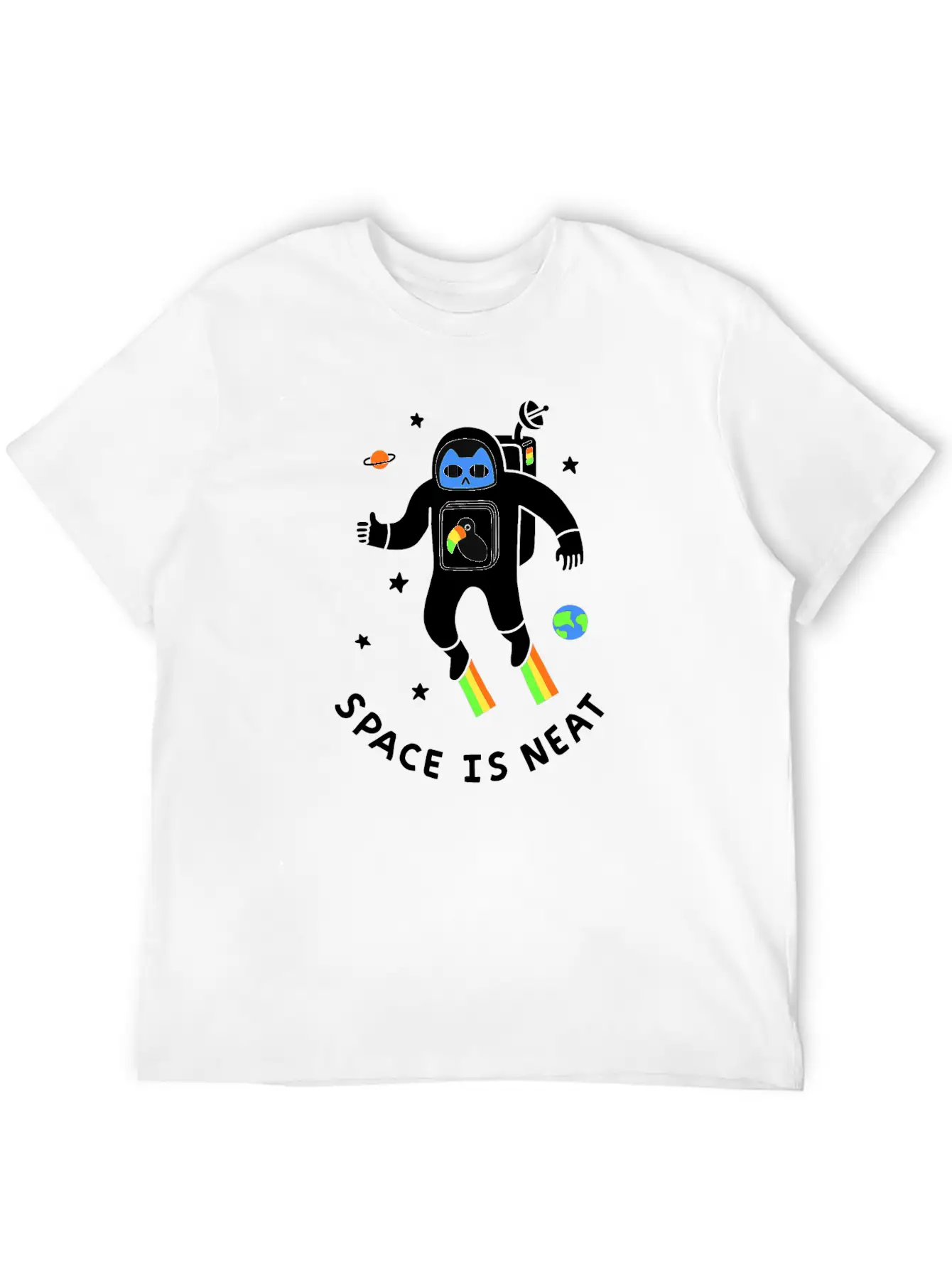 Space Is Neat Moon Space Cartoon Unisex Casual T-Shirt – Clean Design For Daily Comfort