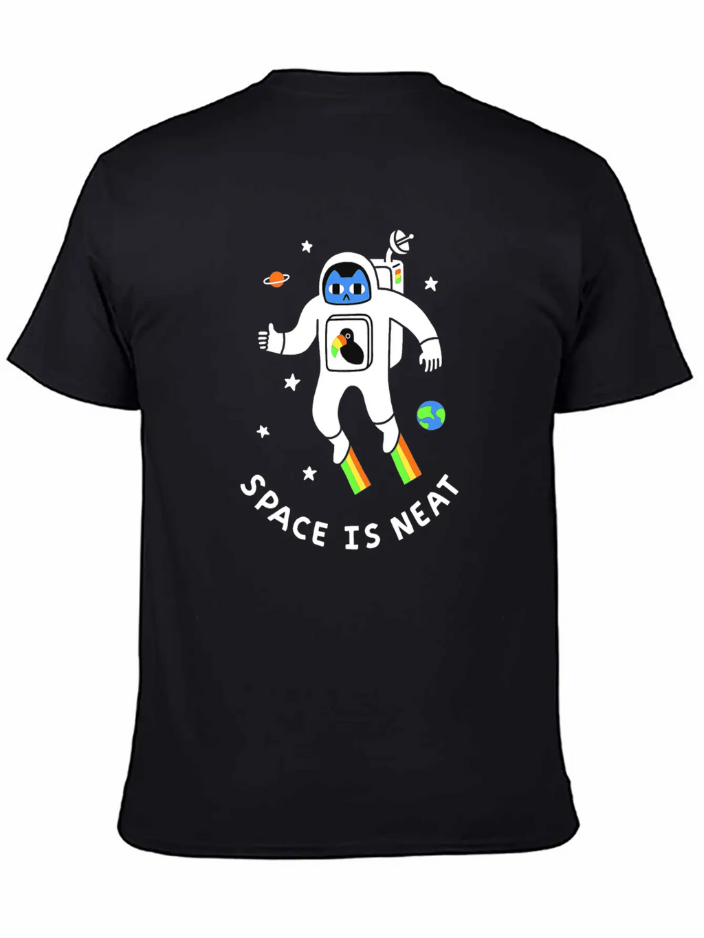 Space Is Neat Moon Space Cartoon Unisex Casual T-Shirt – Clean Design For Daily Comfort