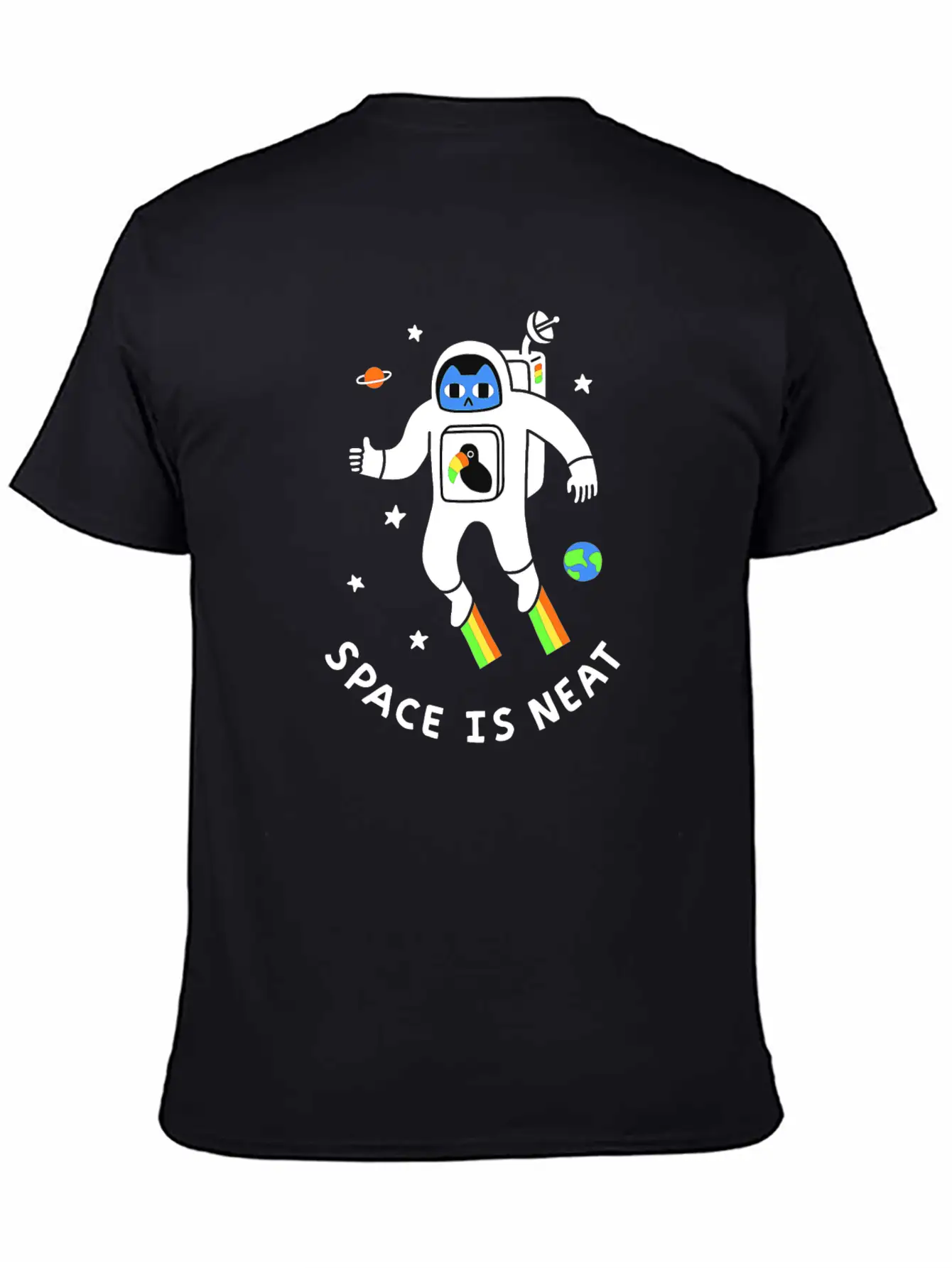 Space Is Neat Moon Space Cartoon Unisex Casual T-Shirt – Clean Design For Daily Comfort