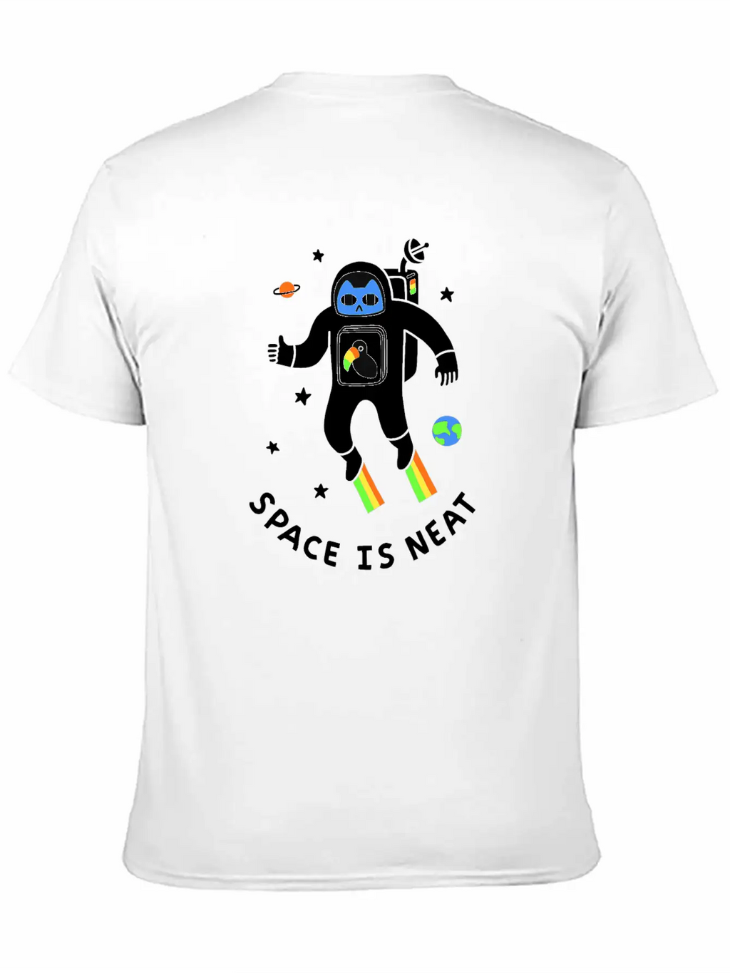 Space Is Neat Moon Space Cartoon Unisex Casual T-Shirt – Clean Design For Daily Comfort