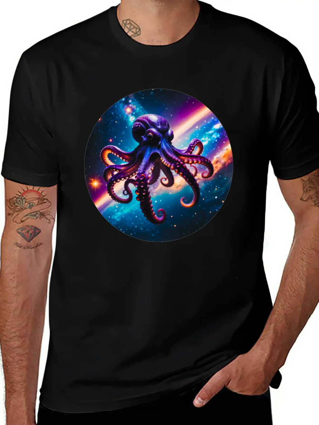 Space Octopus Essential Cotton Tee For Daily Outfits – Unisex Style